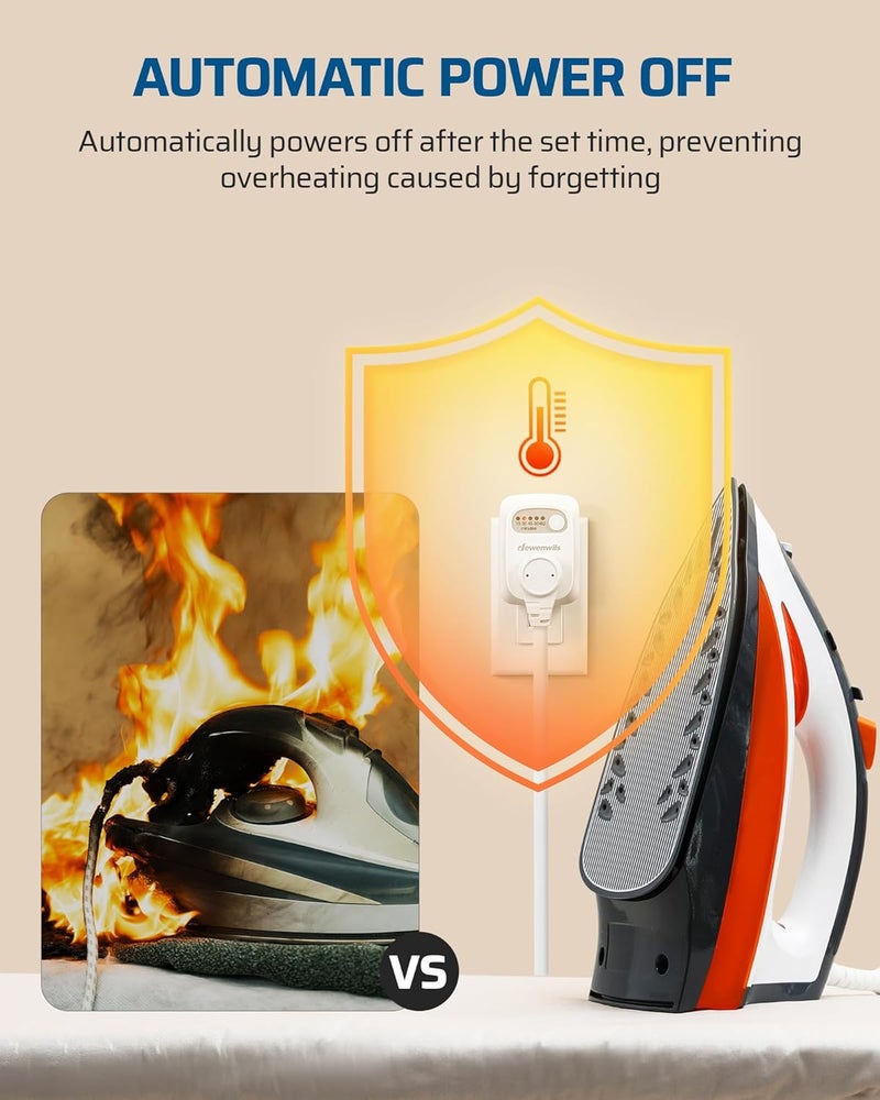 DEWENWILS Indoor Countdown Timer Outlet, 15/30/45/60min Settings, Auto Shut Off Safety Outlet for Lights, Seasonal Decor, Coffee Pot, 125V/15A Resistive/1000W Tungsten, 3 Prong, 1/3 HP, 2 Pack - Image 3